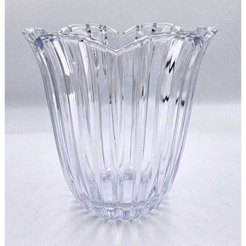 5th Avenue Vintage Ribbed Cut Crystal Tulip Ice Bucket Champagne Wine‎ NO LID
